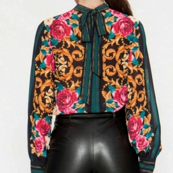 Jealous Tomato Floral Print Long Sleeve Bikini Bottom Bodysuit - Picture 7 of 7